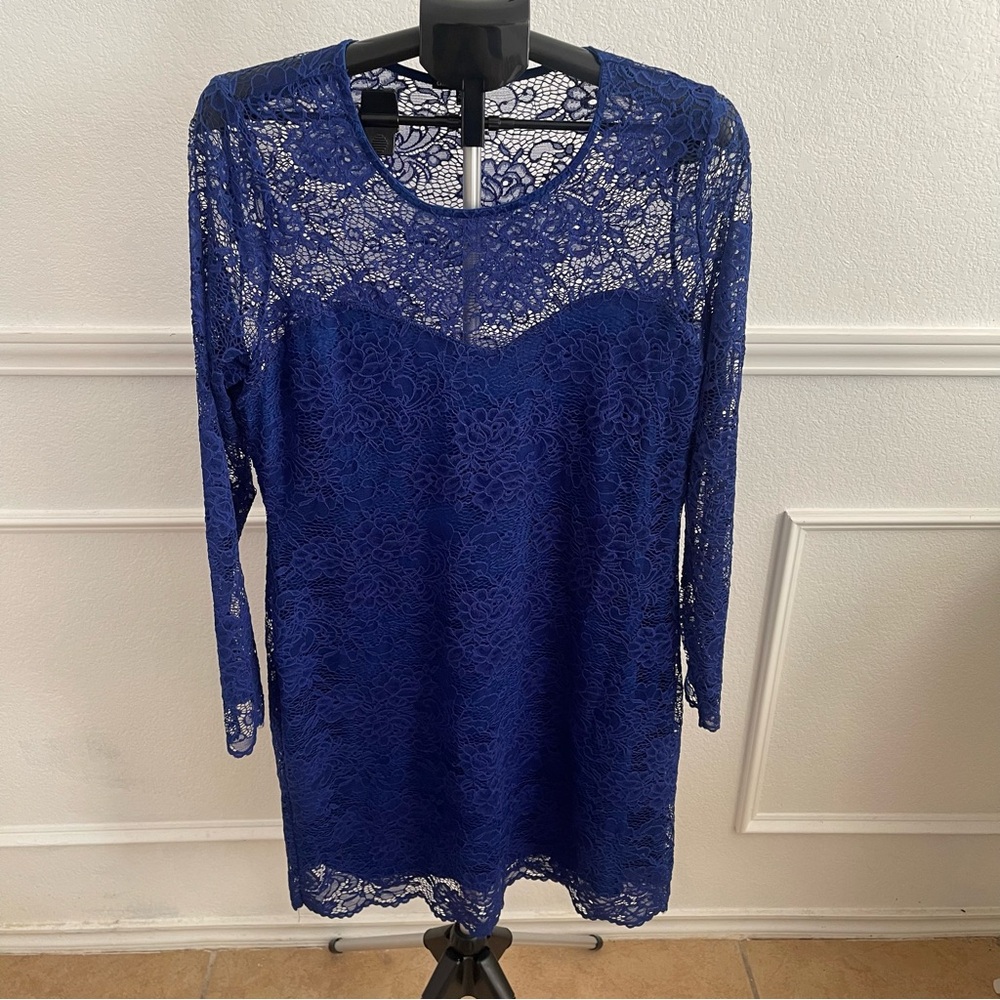 Y2K Sweetheart Neckline Blue Lace Dress